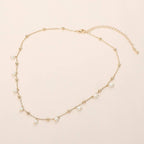 Delicate Pearl Drop Beaded Chain Necklace