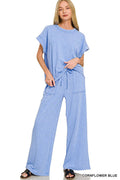 Washed Slub Short Sleeve Tee & Long Pants 2PC Set