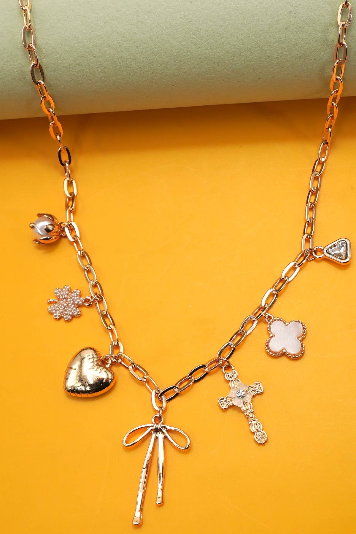 CHARM NECKLACE-CLOVER HEART BOW CROSS | 80N91980