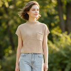 Mock Neck Short Sleeve Crop Sweater