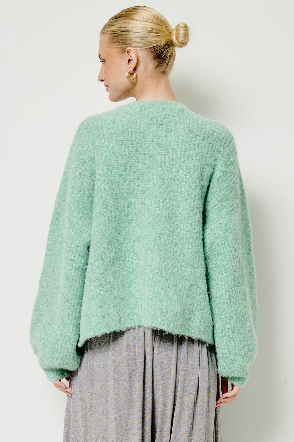 Balloon Sleeve Knit Cardigan