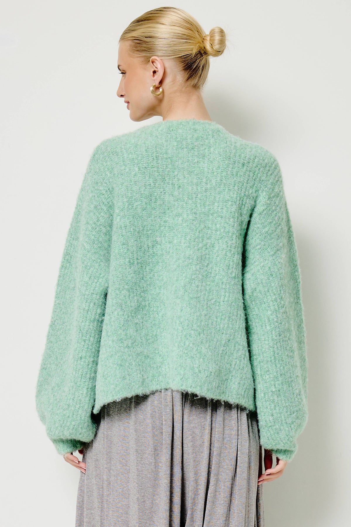 Balloon Sleeve Knit Cardigan