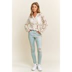 SCALLOP LACE FLORAL CROCHET BUTTON DOWN TOP