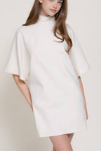 Batwing Short Slv High Neck Mini Dress