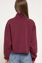 Long Sleeve Ribbed Mock Neck Inner Brushed Sweatshirt