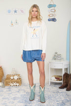 BEACH COWGIRL LONG SLEEVE KNIT TOP: LIGHT PINK
