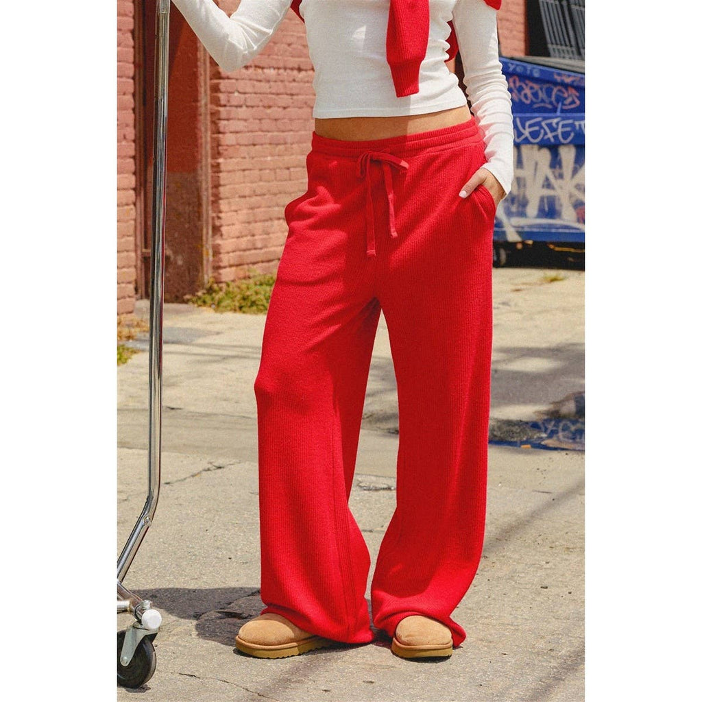 Brushed Waffle Drawstring Pants
