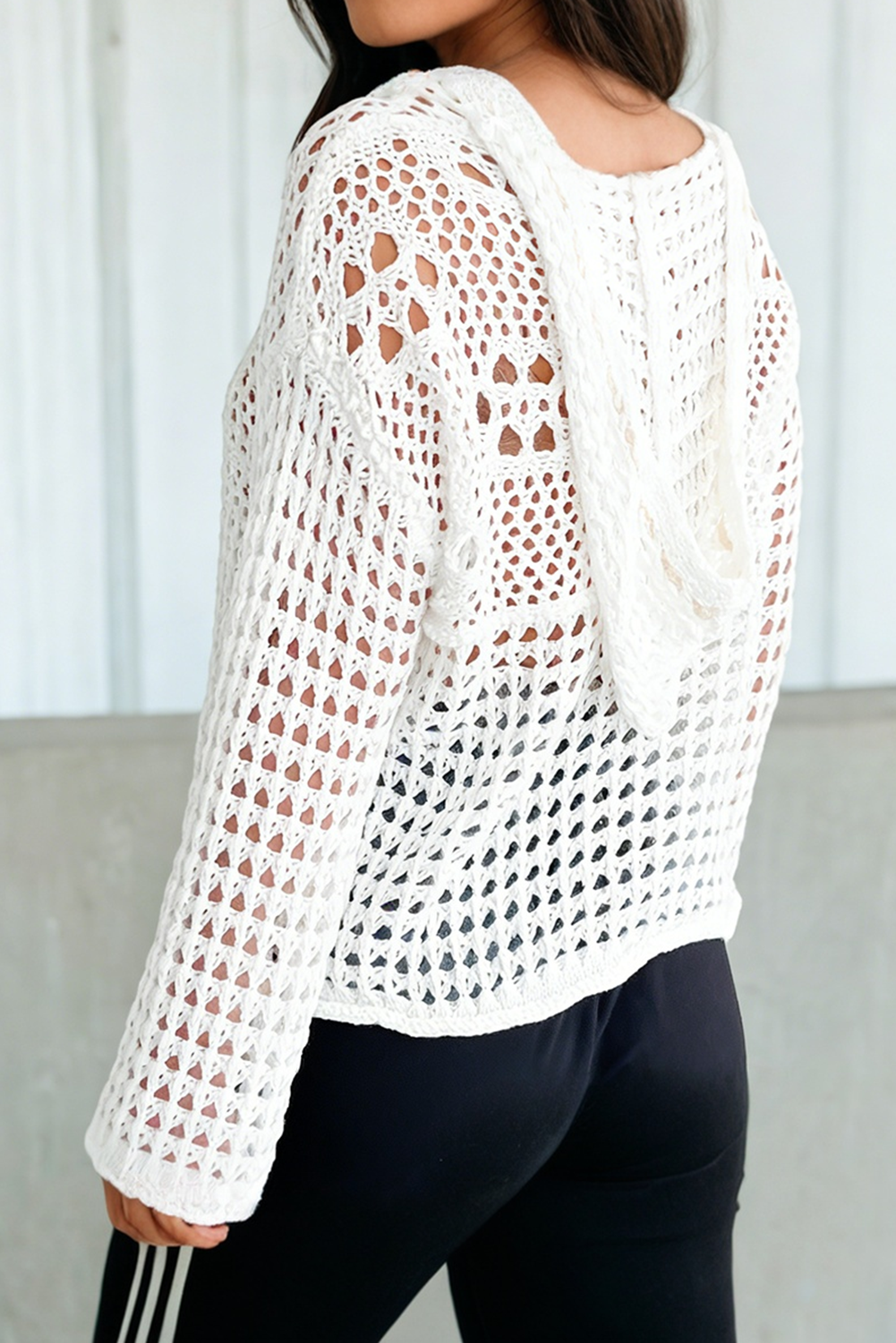 Crochet Knit American Flag Sweater Hoodie
