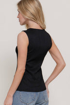 Sleeveless Crew Neck Texture Knit Vest