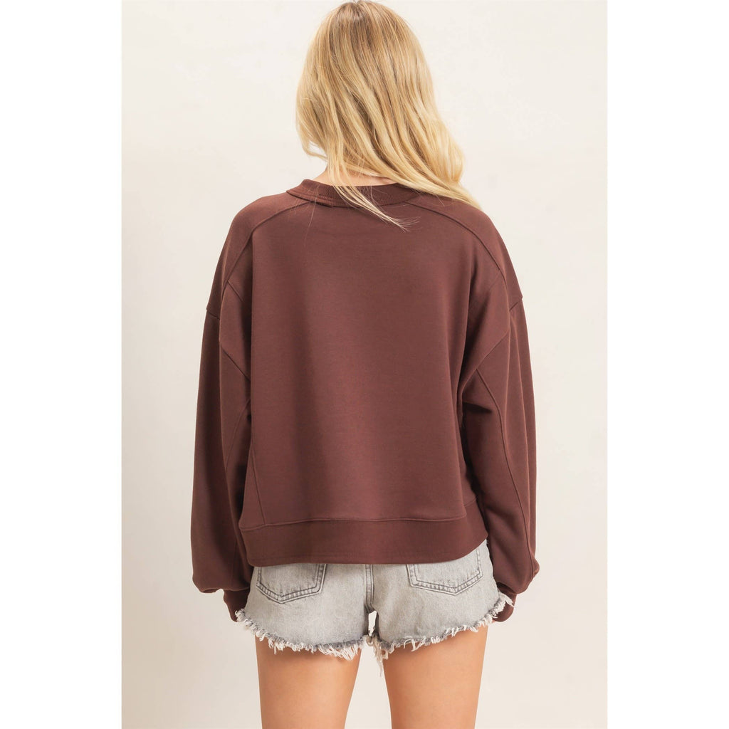 Ribbed Crew Neck Sweatshirt