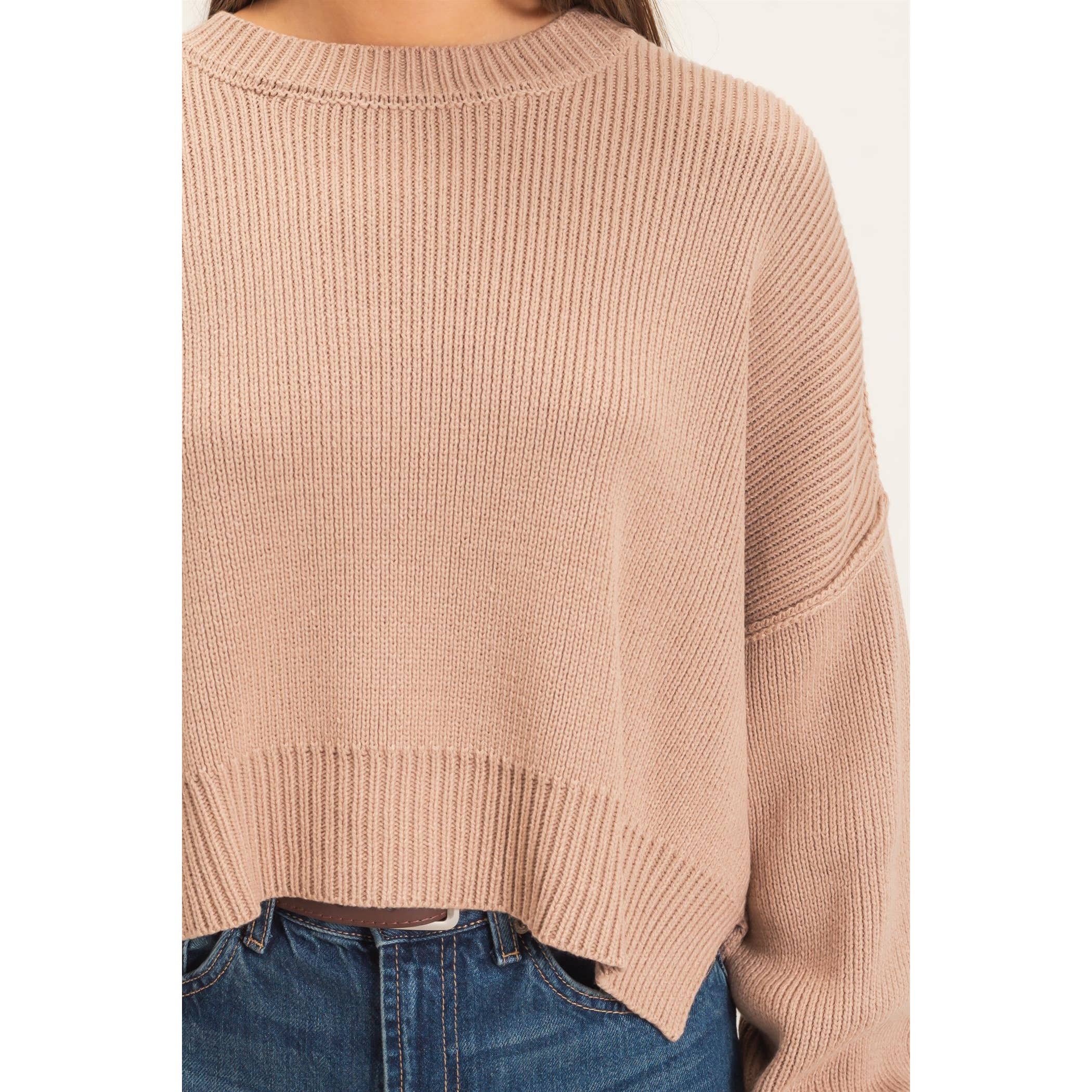 Ribbed Drop Shoulder Sweater