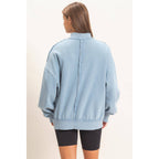Acid Washed Mock Neck Sweatshirt