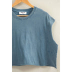 Crew Neck Boxy Sleeveless Cropped Top