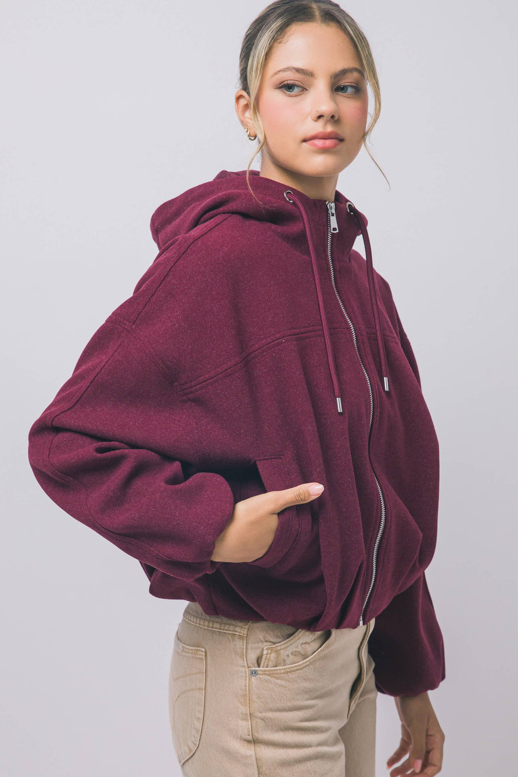 Boiled Hooded Bomber Jacket w/ Side Pockets