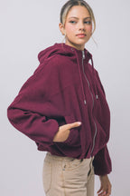 Boiled Hooded Bomber Jacket w/ Side Pockets