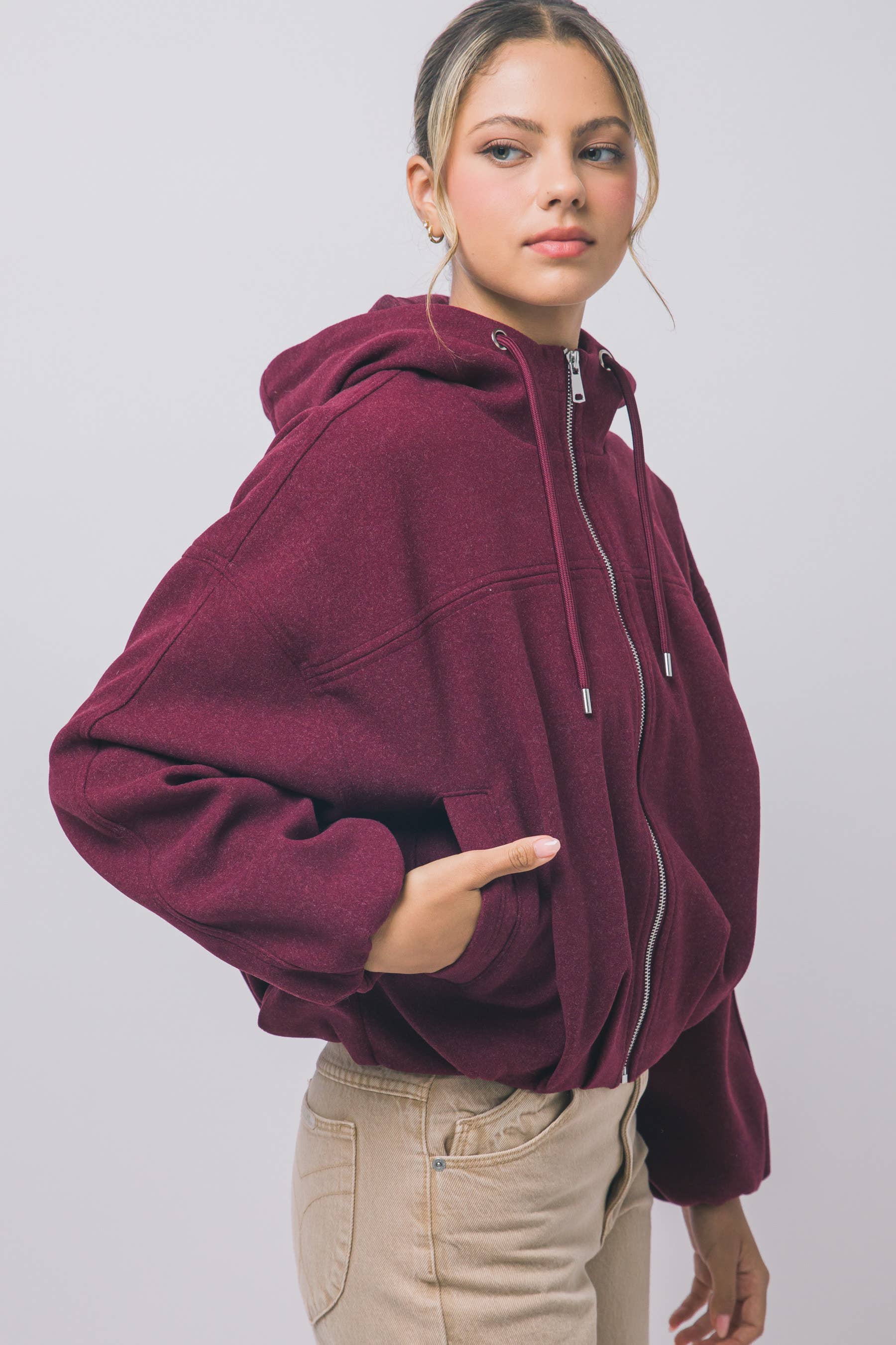 Boiled Hooded Bomber Jacket w/ Side Pockets