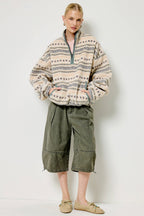 Novelty Stripe Sherpa Half Zip Pullover