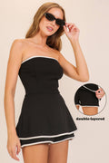 0126 Chic Contrast Trim Strapless Romper SI-29429