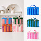 Striped Vinyl Cosmetic Makeup Travel Pouch Bags | 40P637