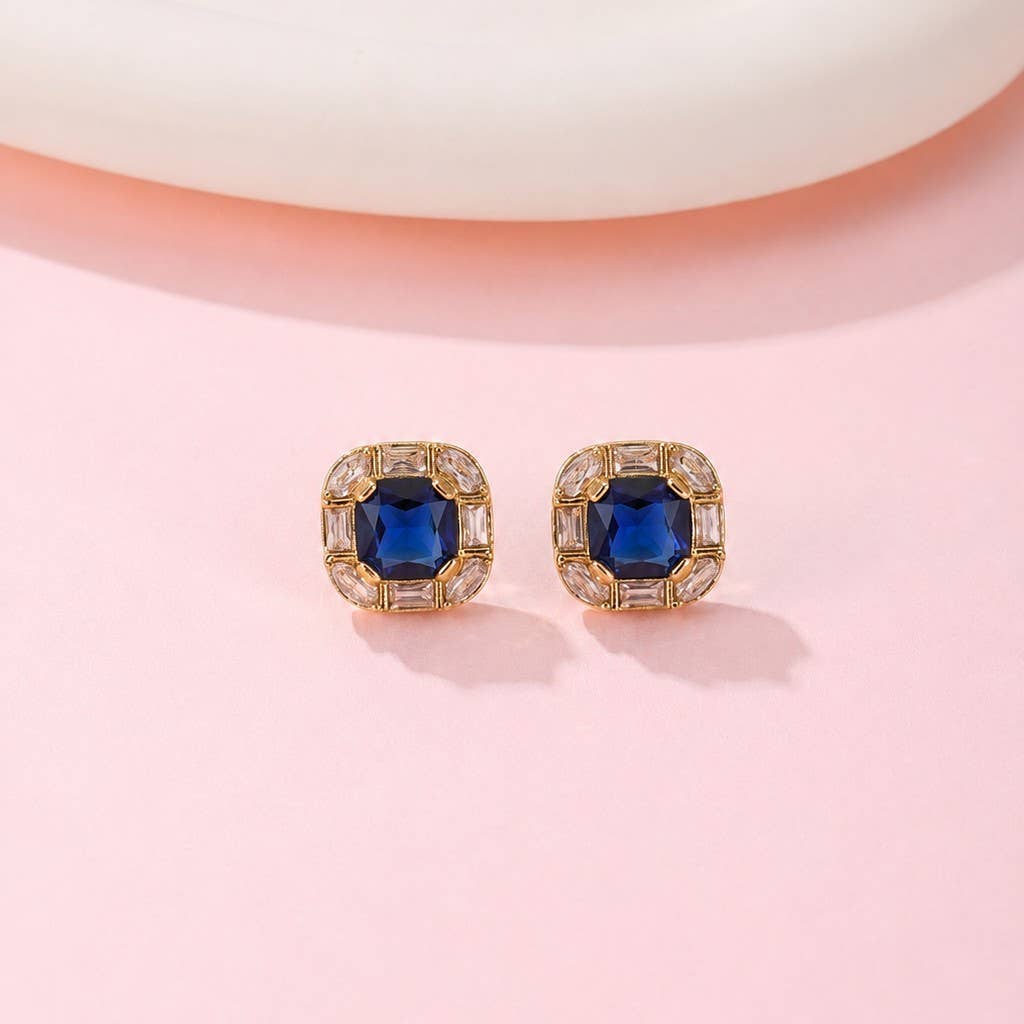 Cushion-Cut Jewel Stud Earrings | 40E521