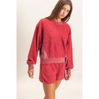 Contrast Sweatshirt & Shorts Set