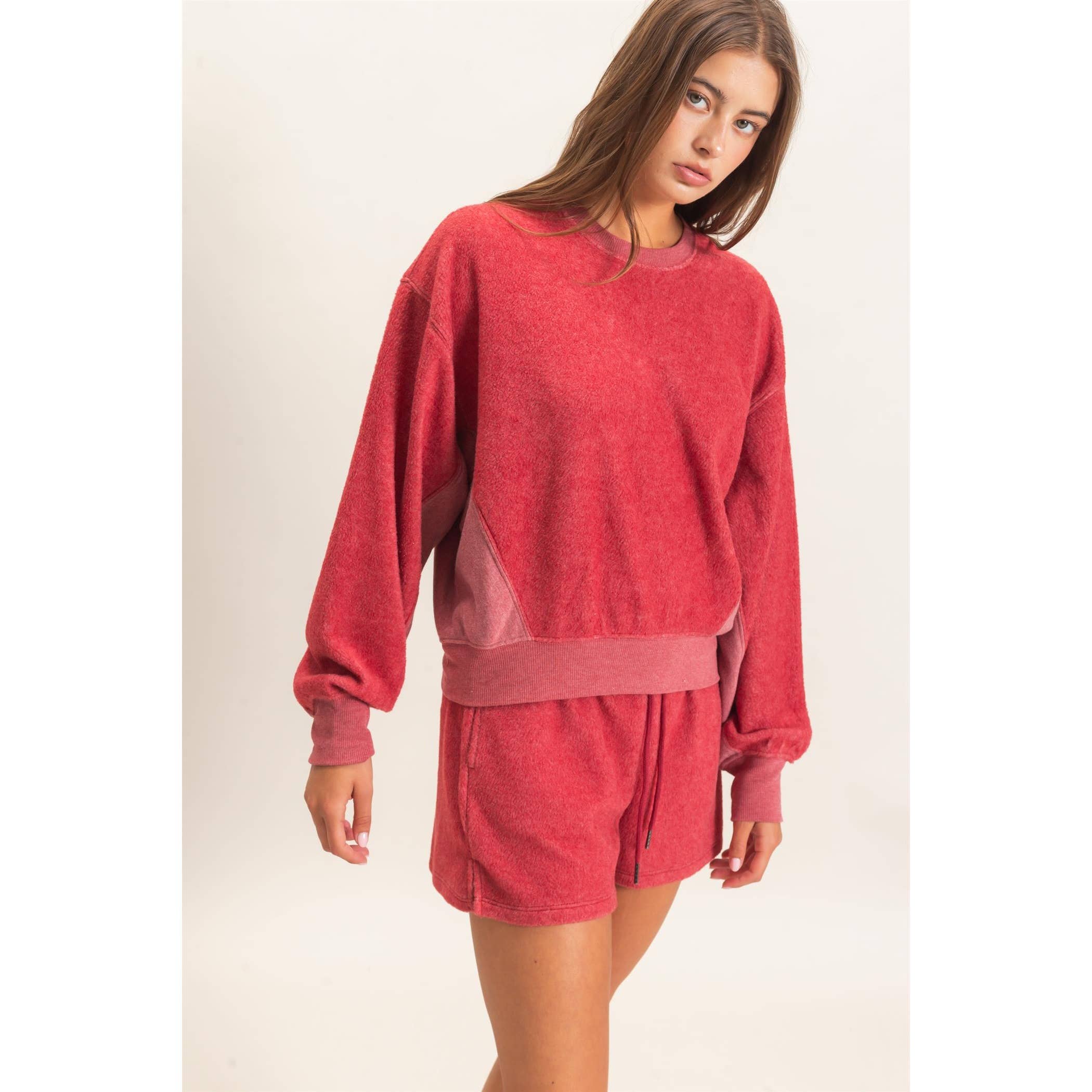 Contrast Sweatshirt & Shorts Set