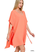 Woven Air Flow Tie Side Cover Up Dress