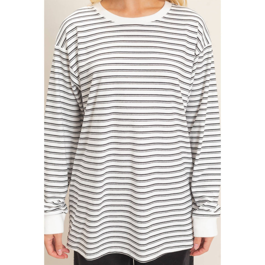 Striped Long Sleeve Crew Neck Top