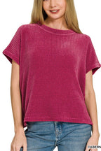 Chenille Waffle Cap Sleeve Sweater