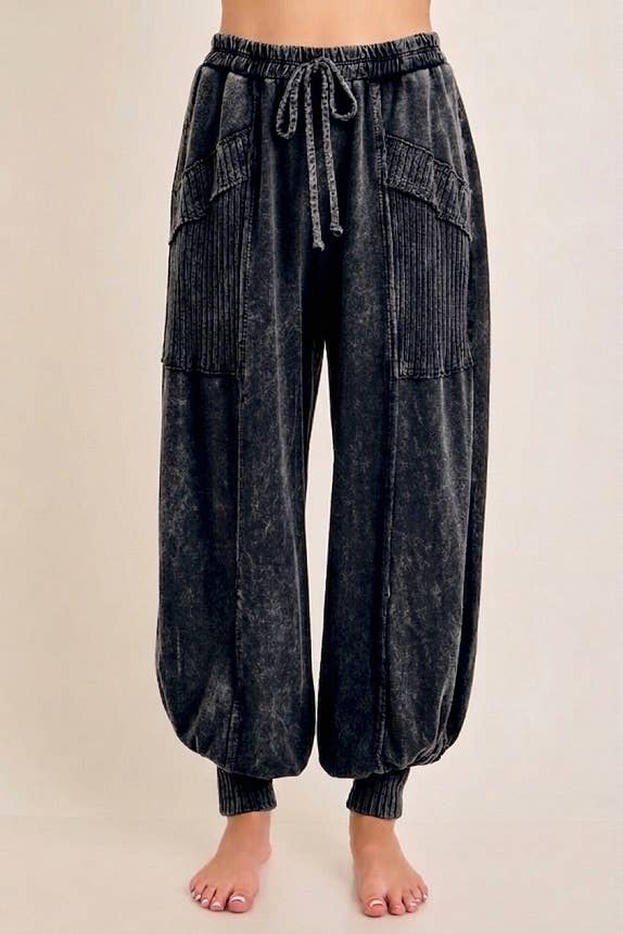 Zen Mineral Washed Ribbed  Baggy Lounge Balloon Pants HP7610