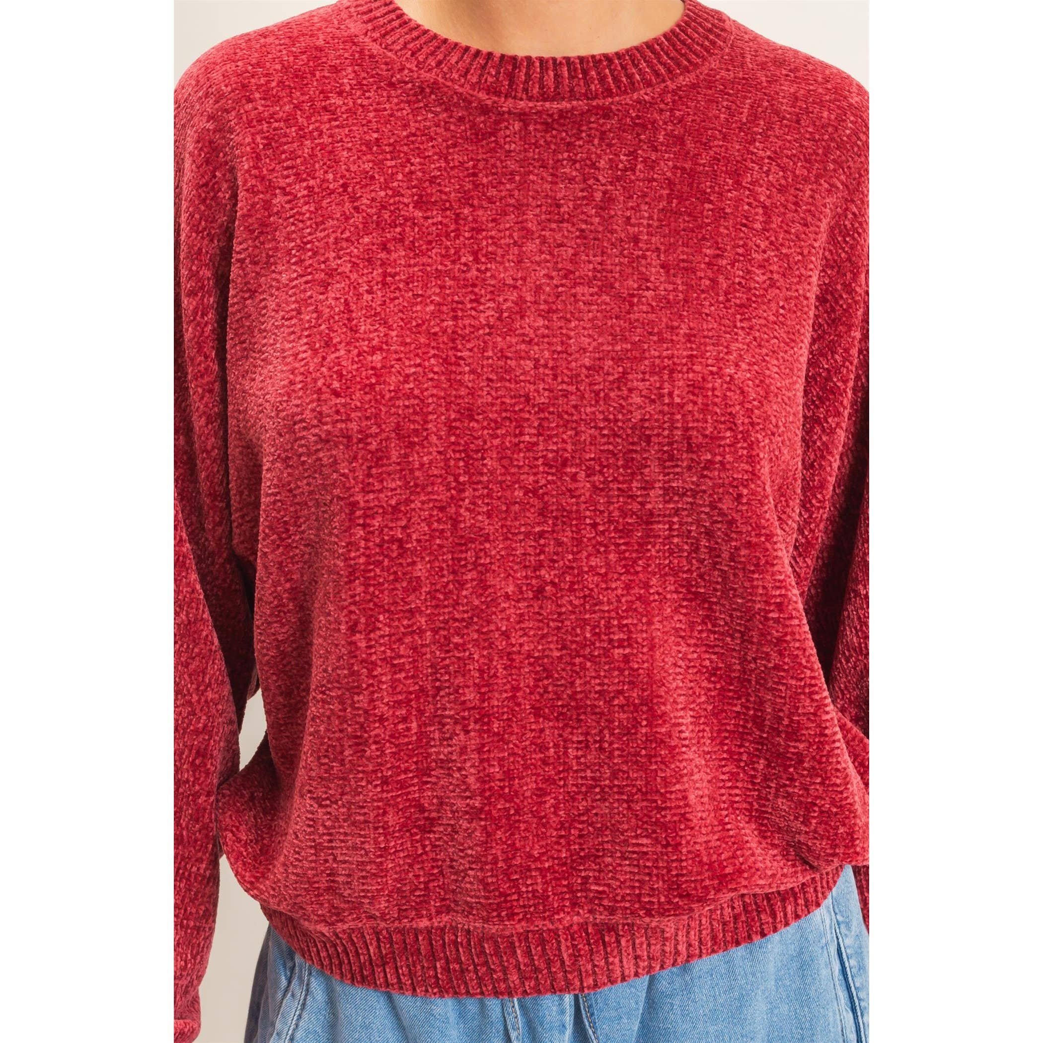 Chenille Crew Neck Sweater