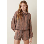 ANIMAL PRINT COWL NECK SHORT SET