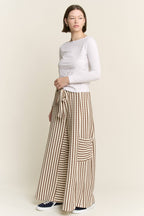 STRIPE WIDE LEG PANTS CREAM EDITION