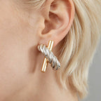 Two Toned Twisted X Earrings