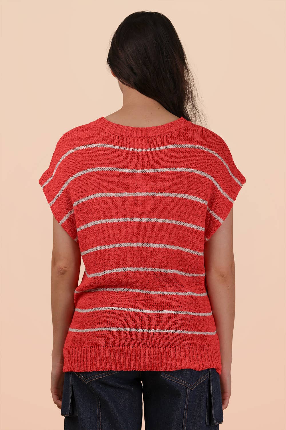 12W3319N-Striped Knit Sweater Vest Top