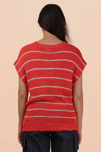12W3319N-Striped Knit Sweater Vest Top
