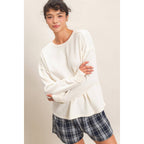 Raw Edge Waffle Sweatshirt