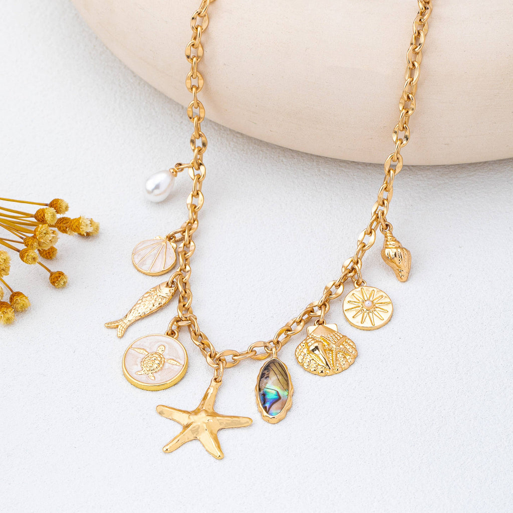 Charm Necklace-Sea Starfish Seashell Fish | 80N92950