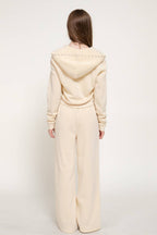 Studded Hoodie & Pants Inner Fleece Terry 2PC Set