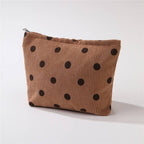 CORDUROY POLKA DOT COSMETIC MAKEUP POUCH BAG | 40P625