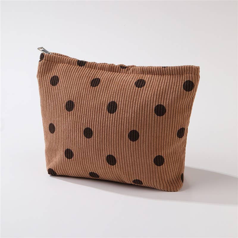CORDUROY POLKA DOT COSMETIC MAKEUP POUCH BAG | 40P625