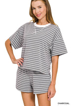 Striped Short Sleeve Tee + Shorts Set