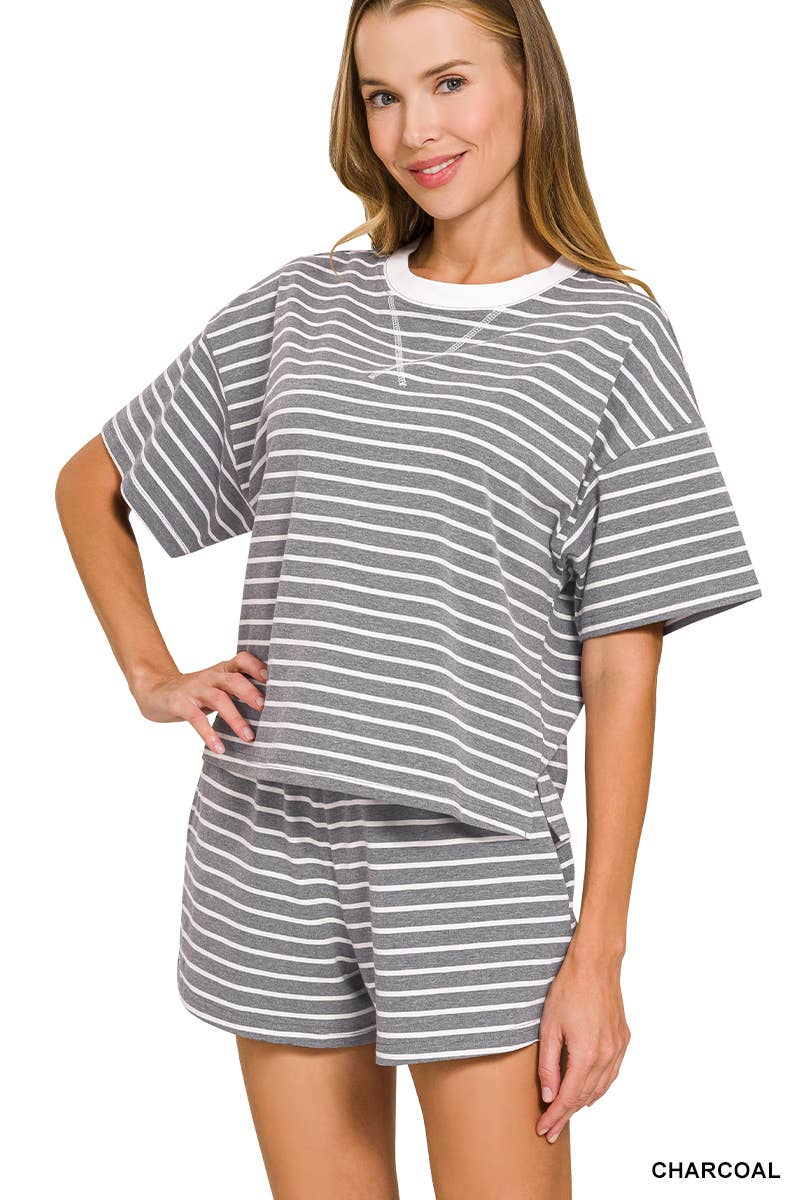 Striped Short Sleeve Tee + Shorts Set
