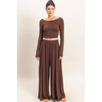Long Sleeve Top & Wide Leg Pants Set