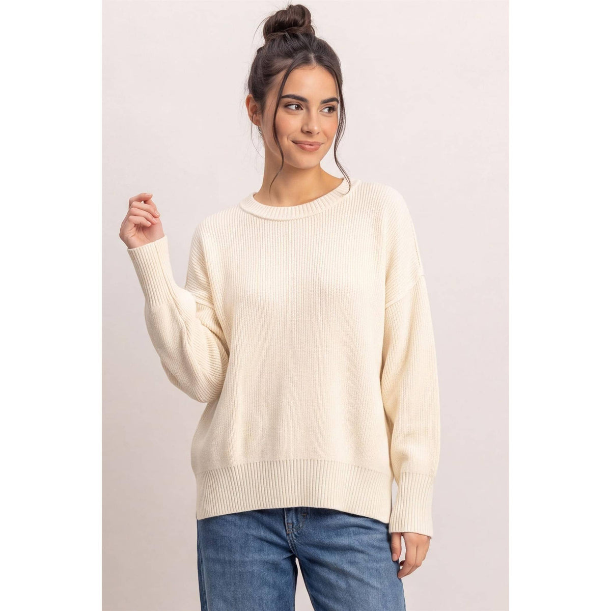 Ribbed Crew Neck Sweater