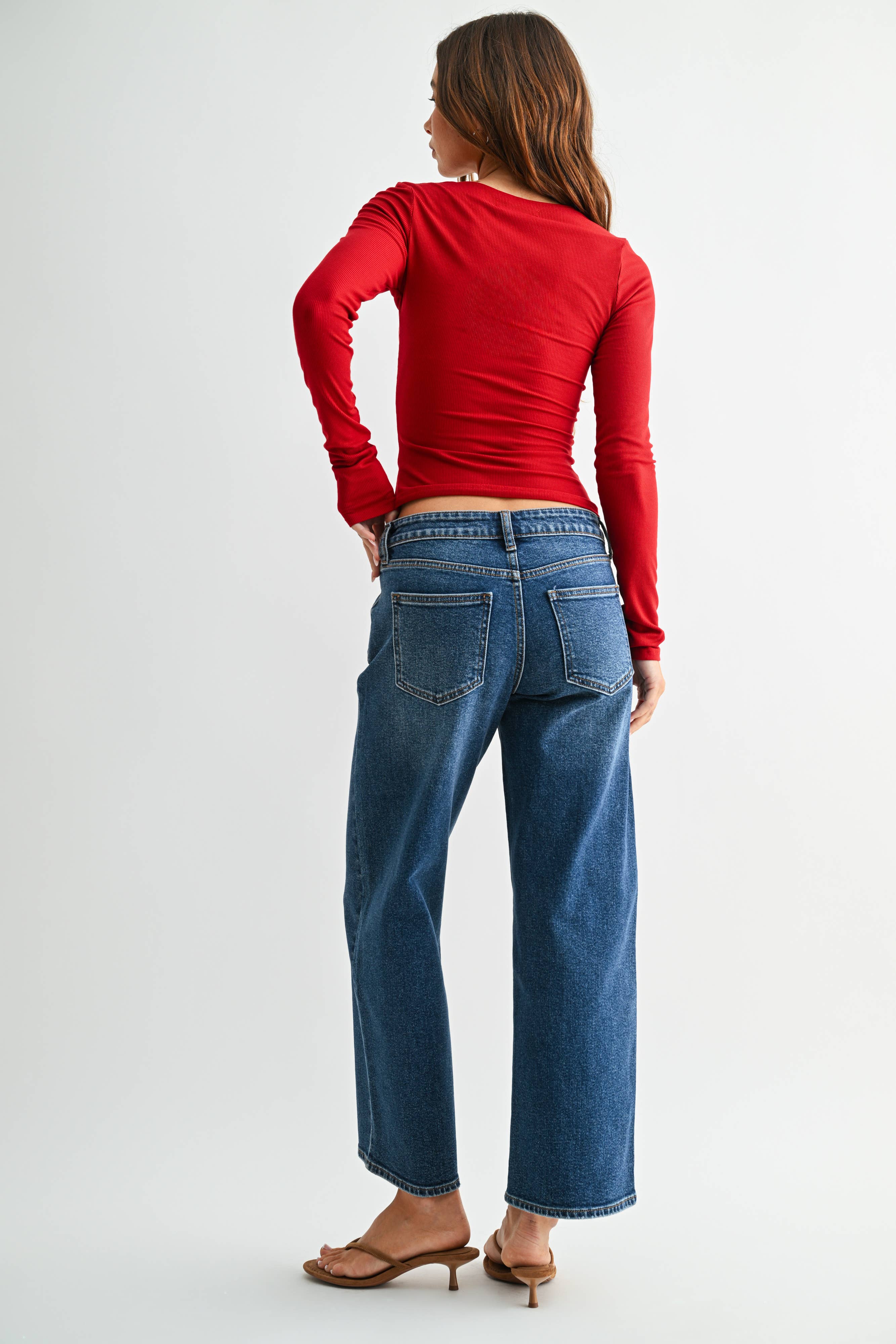 Ankle Length Straight Leg - DARK DENIM - JP431