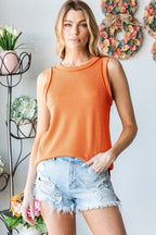 ET7276-11 SLEEVELESS SOLID URBAN RIBBED TOP