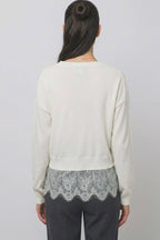 Lace-trimmed V-neck Cardigan