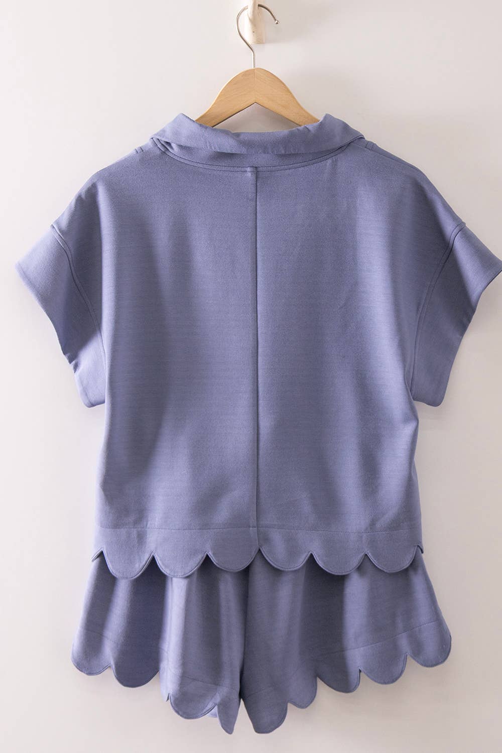 NT12697SET-Half-Zip Scallop Active Shorts Set