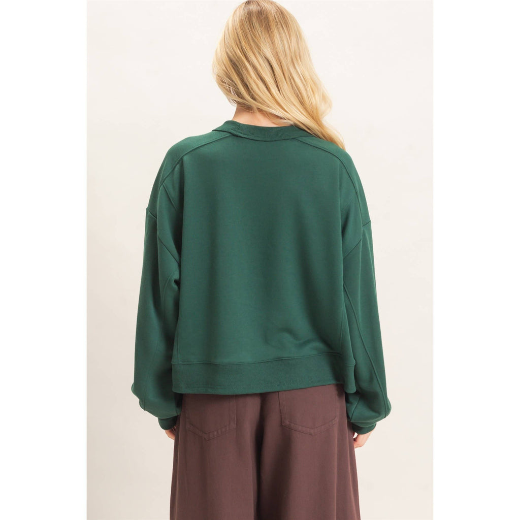 Ribbed Crew Neck Sweatshirt